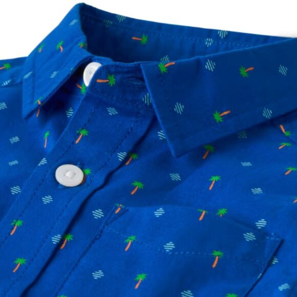 NWT The Children’s Place Toddler Boys Palm Tree Poplin Button Up Shirt - Picture 3 of 3